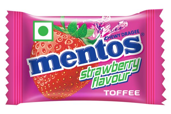 Are Mentos gluten free? Image of a Mentos strawberry flavour toffee candy, exploring its gluten content and safety for gluten-sensitive individuals.