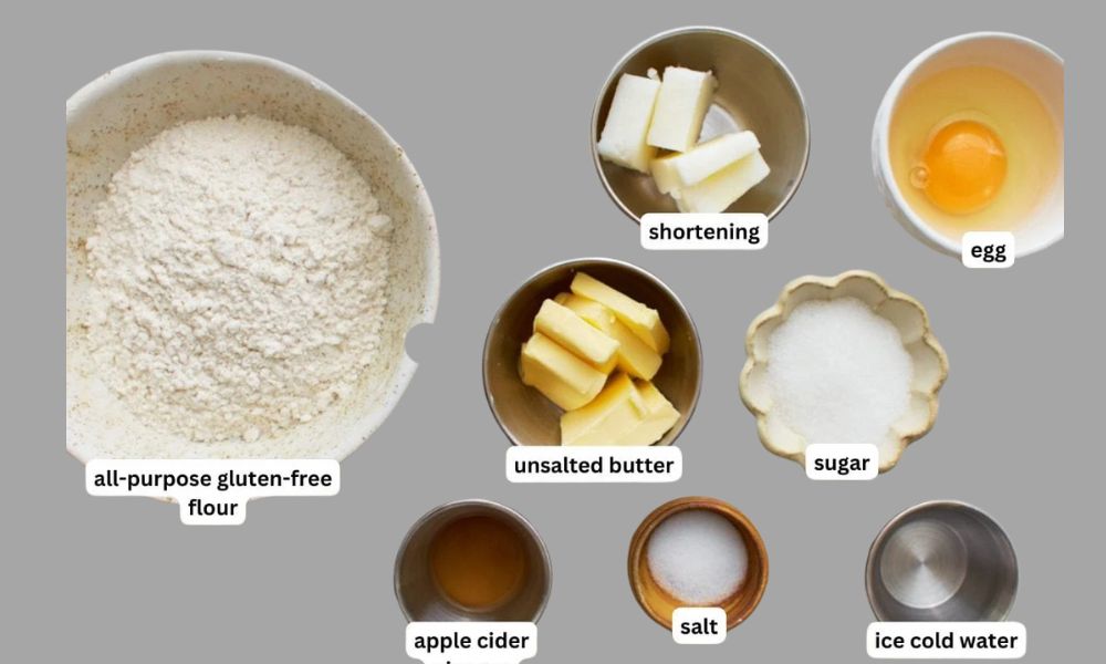 Ingredients for gluten free pie crust